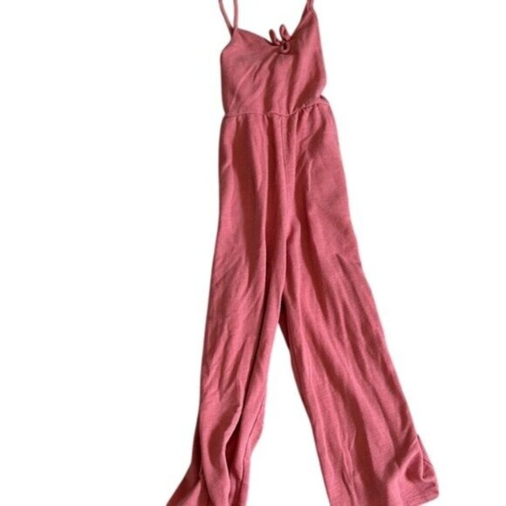 Old Navy Girls Pink Sleeveless Knit Jumpsuit S M Keyhole Front & Crisscross Back